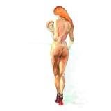 A3. Tablou minimal in acuarela - Nud de femeie, Hartie A4, Ne-inramat, original