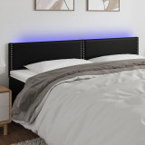 VidaXL Tăblie de pat cu LED, negru, 200x5x78/88 cm, piele ecologică