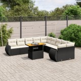 vidaXL Set canapele de grădină cu perne, 11 piese, negru, poliratan 3272386