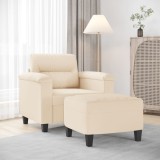 Cumpara ieftin Fotoliu canapea cu taburet, bej, 60 cm, microfibră