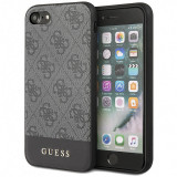 Husa Piele - TPU Guess pentru Apple iPhone 7 / Apple iPhone 8 / Apple iPhone SE (2020), 4G Stripe, Gri GUHCI8G4GLGR