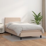 vidaXL Pat box spring cu saltea, cappuccino, 100x200cm piele ecologică 3140992