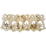 Accesorii pentru activitati crafts lemn decupat,clopotel cu fulg de nea,6 bucati set