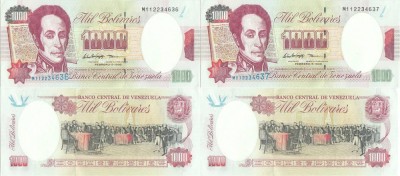 2 &amp;times; 1998 (5 II), 1,000 Bol&amp;iacute;vares (P-76c) - Venezuela - stare UNC foto