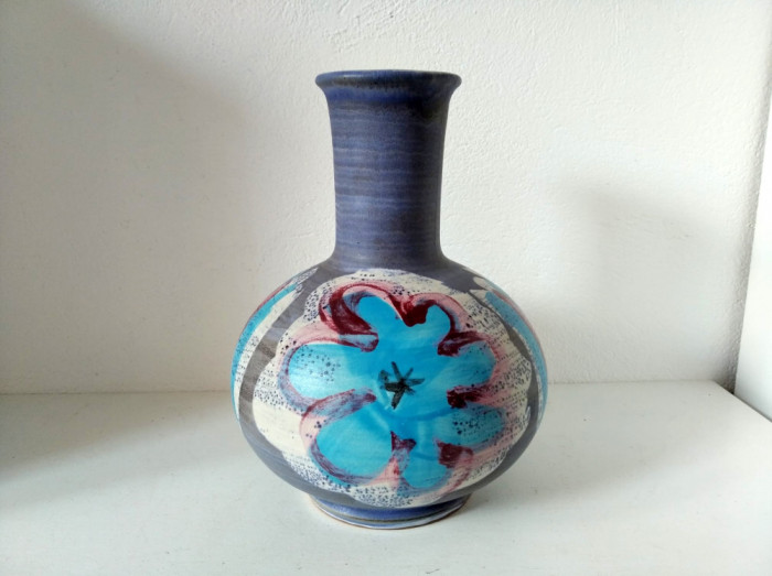 Vaza ceramica gresie B.Welsh Pacific N. W. Stoneware 1972, Retro Modern