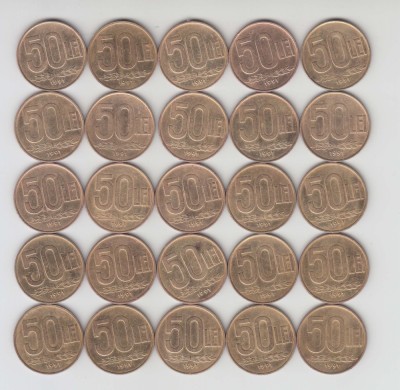 ROMANIA - LOT 50 LEI 1991 - 25 MONEDE , L17.12 foto