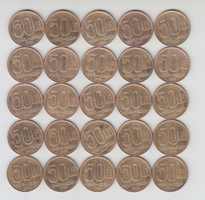 ROMANIA - LOT 50 LEI 1991 - 25 MONEDE , L17.12