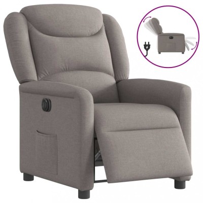 vidaXL Fotoliu rabatabil electric, gri taupe, material textil foto