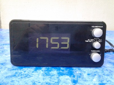 Terris, Ceas electronic LED verde, Afisaj digital, Alarma, foto
