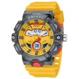 Ceas de mana barbatesc Smael Digital Sport Alarma Quartz Cronometru Lumina de fundal Galben