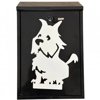 Cutie postala Vivatechnix Schnautzer Dog KRO-1237, otel, 400x250x100mm, Negru/Alb, 2 chei