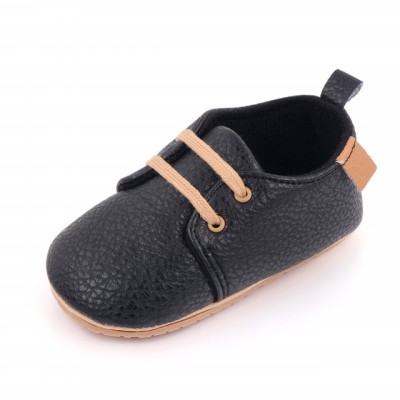 Pantofiori eleganti negri cu sireturi (Marime Disponibila: 9-12 luni (Marimea foto