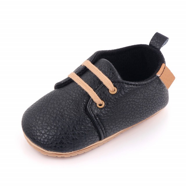 Pantofiori eleganti negri cu sireturi (Marime Disponibila: 9-12 luni (Marimea