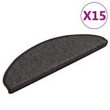 VidaXL Covorașe scări autoadezive, 15 buc. gri 65x21x4cm, aspect sisal