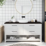 VidaXL Blat de baie, maro &icirc;nchis, 160x40x(2-4) cm, lemn masiv tratat