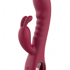 Vibrator Iepuras Glam, 10 Moduri Vibratii, Silicon, USB, Rosu Inchis, 22 cm