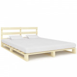 Cadru de pat din paleți, 200 x 200 cm, lemn masiv de pin, Cires, Dublu, Cu polite semirotunde, vidaXL