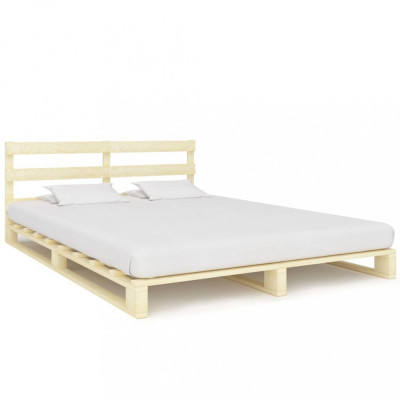 vidaXL Cadru de pat din paleți, 200 x 200 cm, lemn masiv de pin foto