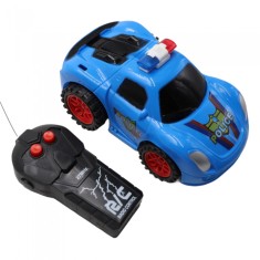 Masina de Politie cu Telecomanda, Inainte si Inapoi, Rotire, 20 cm, Albastru