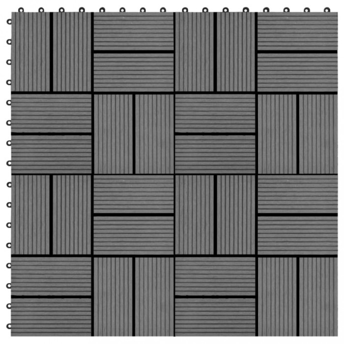 Plăci de podea, 11 buc., gri, 30 x 30 cm, 1 mp, WPC