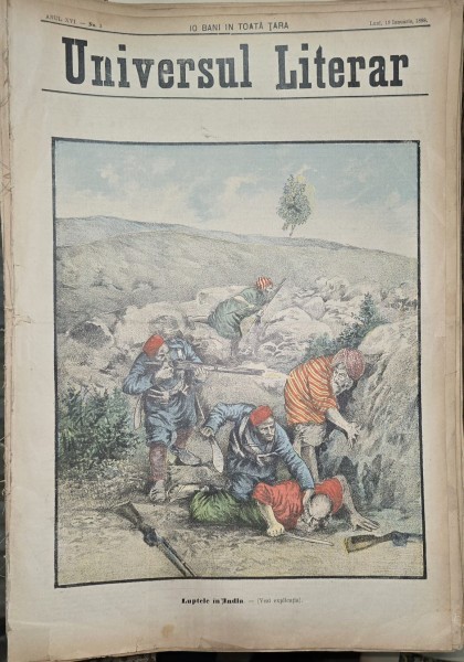 Revista Universul Literar nr.3/1898 pe coperta luptele din India