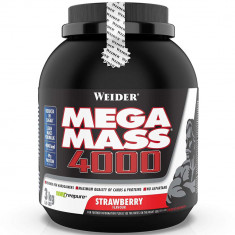 Gainer proteic cu aroma de capsuni Mega Mass 4000, 3000g, Weider