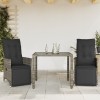 VidaXL Set bistro de grădină cu perne, 3 piese, gri, poliratan 3276893