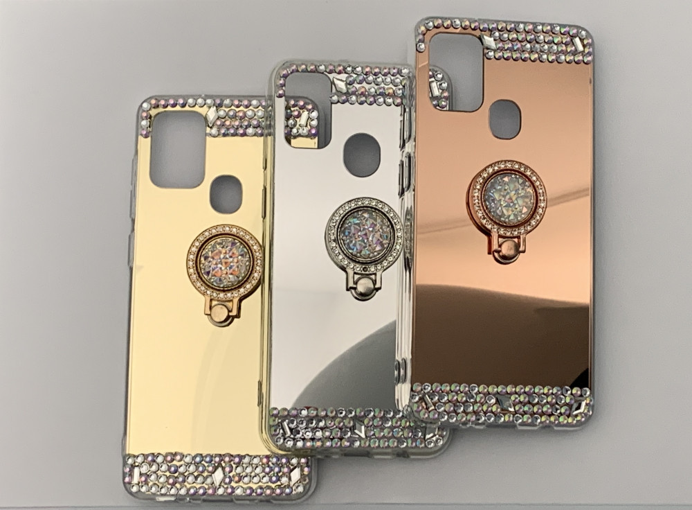 Husa Silicon oglinda cu pietricele si inel pt. Samsung Galaxy A21s , A41,  Alt model telefon Samsung | Okazii.ro