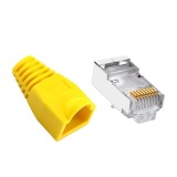 Set 100 x mufa ecranata + manson de protectie, RJ45, CAT5 CAT6, 8 pini 8P8C, galben