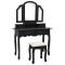 vidaXL Set masă toaletă cu taburet negru 100x40x146 cm lemn paulownia
