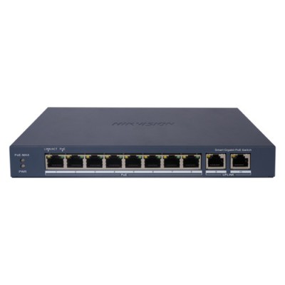 Switch 8 porturi PoE Gigabit, 2 porturi Gigabit, Smart Management - Hikvision DS-3E1510P-EI SafetyGuard Surveillance foto