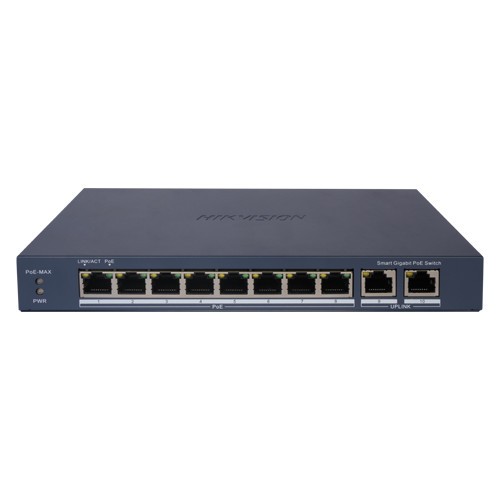Switch 8 porturi PoE Gigabit, 2 porturi Gigabit, Smart Management - Hikvision DS-3E1510P-EI SafetyGuard Surveillance