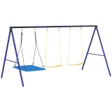 Set de leagăne AIYAPLAY pentru 3 copii, 120 kg capacitate de &icirc;ncărcare, leagăne pentru exterior, Multicolor | Aosom Romania