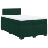 Cumpara ieftin Pat box spring cu saltea, verde inchis, 120x200 cm, catifea