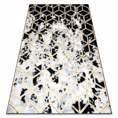 Covor ALLURE 1966 Cub 3D - Structural, elegant, glamour negru / aur , 80x150 cm foto