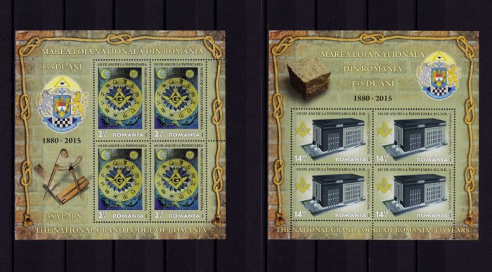✅RO 2015 LP 2070c &quot;135 ani - Marea Loja Nationala din Rom.&quot; mcoli de 4 marci,MNH