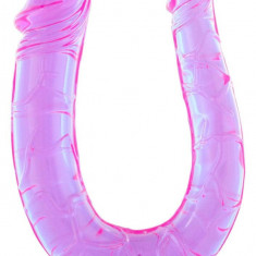 Dildo Dublu Mini Curb, Lila, 19 cm