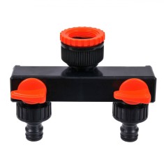 Conector Robinet Dublu, Furtun, Cu &Icirc;ntrerupător, Plastic, Negru/Portocaliu