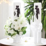 Set 2 Lumanari pentru Nunta cu flori artificiale ALB - LN01, Inovius