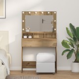 VidaXL Masă de toaletă cu lumini LED, stejar artizanal, 79x41x135 cm