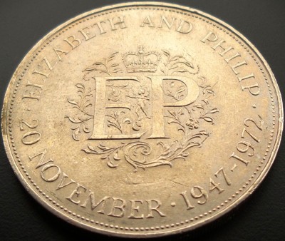 Moneda comemorativa nunta 1 CROWN - ANGLIA, anul 1947 - 1972 * cod 5429 foto