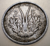 7.487 FRENCH WEST AFRICA DE VEST COLONIE FRANCEZA 2 FRANCS FRANCI 1948