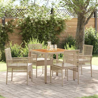 vidaXL Set de masă pentru grădină 5 pcs Bej Rattan poli 3334918 foto