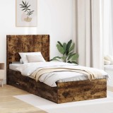 Cumpara ieftin Cadru de pat cu depozitare si tablie Stejar fumuriu 75 x 190 cm