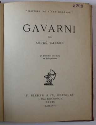 GAVARNI par ANDRE WARNOD , 1926 foto