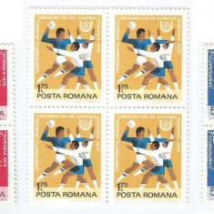 |Romania, LP 870/1975, Jocurile Mondiale Universitare de Handbal, bloc 4, MNH