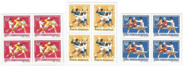 |Romania, LP 870/1975, Jocurile Mondiale Universitare de Handbal, bloc 4, MNH