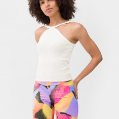 Crop-top din tricot striat pentru femei