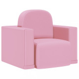 Canapea pentru copii 2-&icirc;n-1, roz, piele ecologică, vidaXL