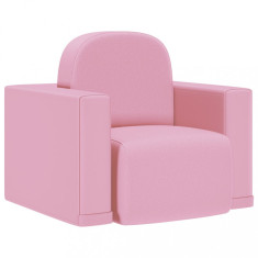 Canapea pentru copii 2-in-1, roz, piele ecologica foto